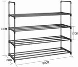 Shoe Storage: 4-Tier Stainless Steel Shoe Rack Storage Organizer to Hold up to 20 Pairs of Shoes (80cm, Black)