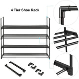 Shoe Storage: 4-Tier Stainless Steel Shoe Rack Storage Organizer to Hold up to 20 Pairs of Shoes (80cm, Black)