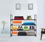 Shoe Storage: 4-Tier Stainless Steel Shoe Rack Storage Organizer to Hold up to 20 Pairs of Shoes (80cm, Black)