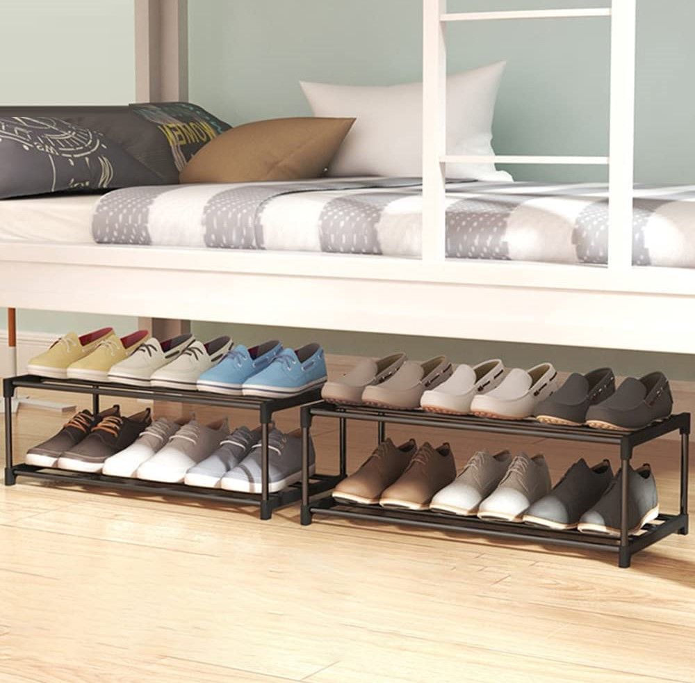Shoe Storage: 4-Tier Stainless Steel Shoe Rack Storage Organizer to Hold up to 20 Pairs of Shoes (80cm, Black)