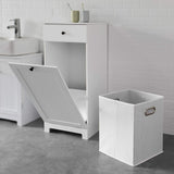 Clothing & Wardrobe Storage: White Bathroom Cabinet with Laundry Basket and Drawer