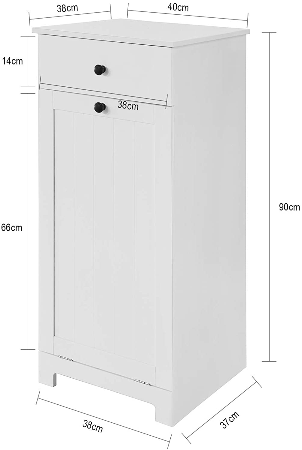 Clothing & Wardrobe Storage: White Bathroom Cabinet with Laundry Basket and Drawer