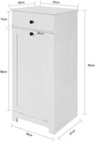 Clothing & Wardrobe Storage: White Bathroom Cabinet with Laundry Basket and Drawer