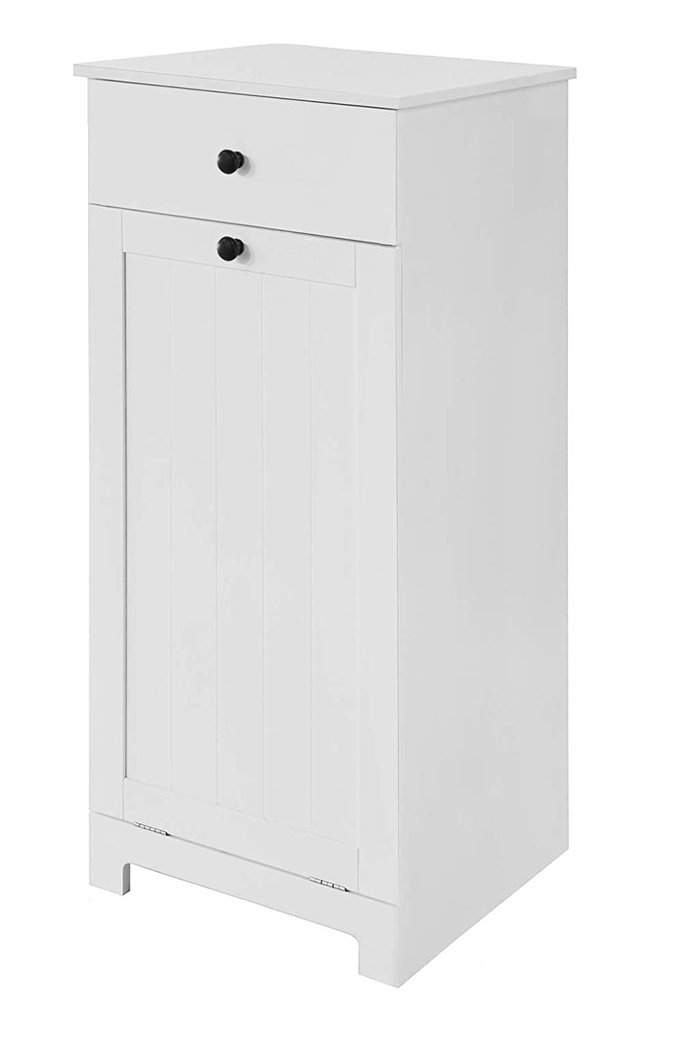 Clothing & Wardrobe Storage: White Bathroom Cabinet with Laundry Basket and Drawer