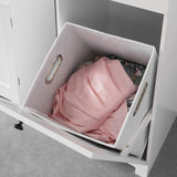 Clothing & Wardrobe Storage: White Bathroom Cabinet with Laundry Basket and Drawer
