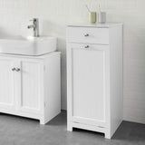 Clothing & Wardrobe Storage: White Bathroom Cabinet with Laundry Basket and Drawer