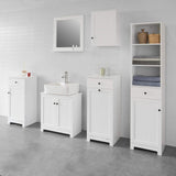 Clothing & Wardrobe Storage: White Bathroom Cabinet with Laundry Basket and Drawer