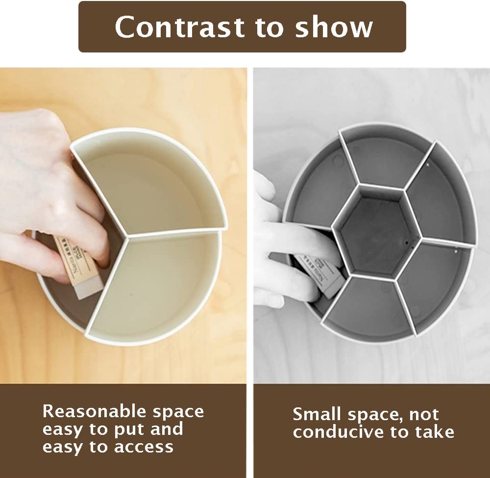 Desk Accessories: 360 degree rotating multi-functional pen holder with 3 separate layer for office desk organiser (White)