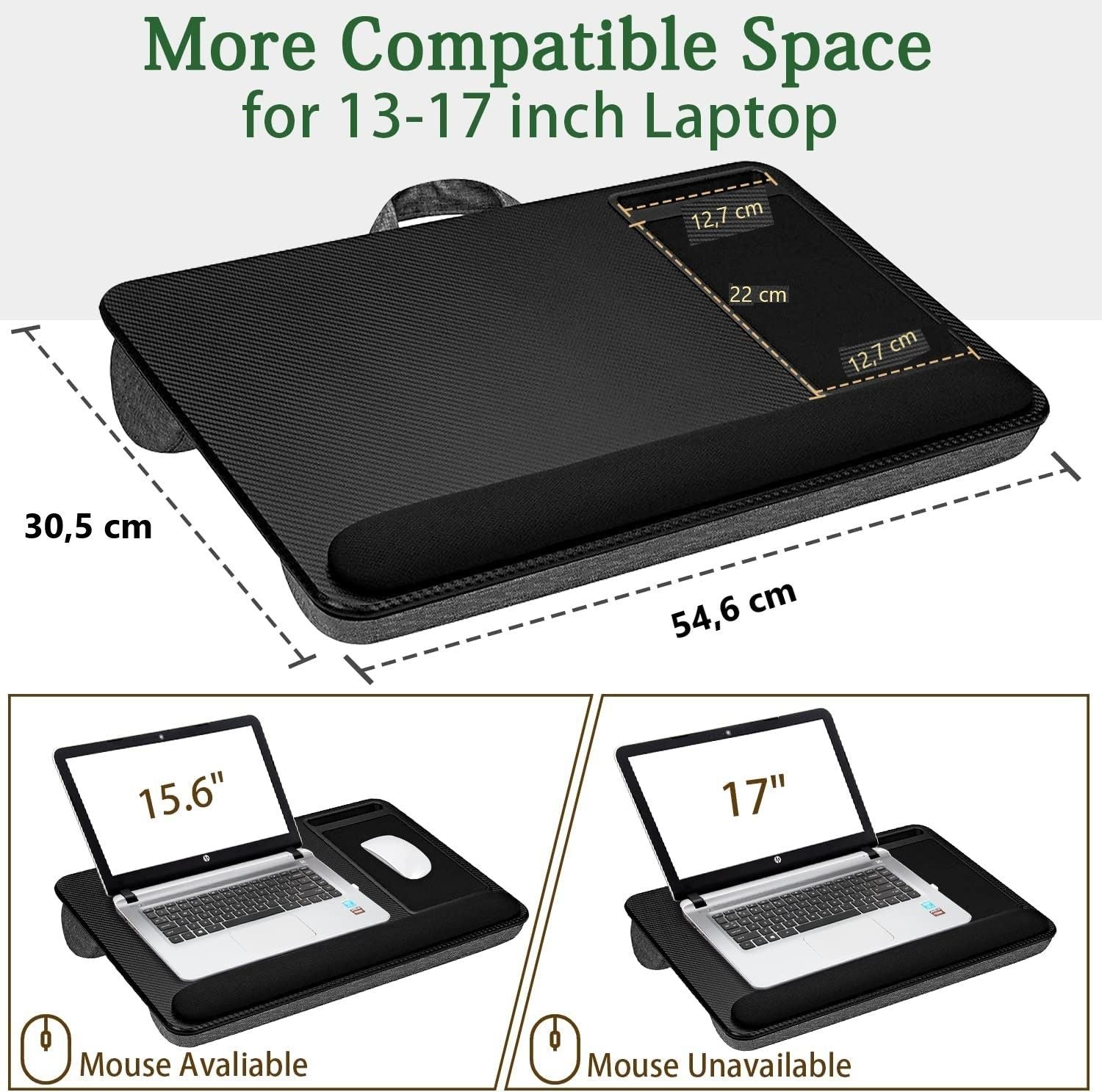Desks: Portable Laptop Desk with Device Ledge, Mouse Pad and Phone Holder for Home Office (Silver, 40cm)