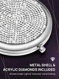 Makeup Mirrors: Mini Small Diamond 1X/2X Magnifying Round Metal Pocket Makeup Mirror (Silver)
