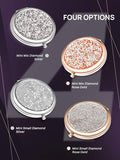 Makeup Mirrors: Mini Small Diamond 1X/2X Magnifying Round Metal Pocket Makeup Mirror (Silver)