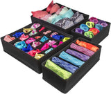 Storage Boxes: 4 Pack Foldable Drawer Dividers Storage Boxes (Black)