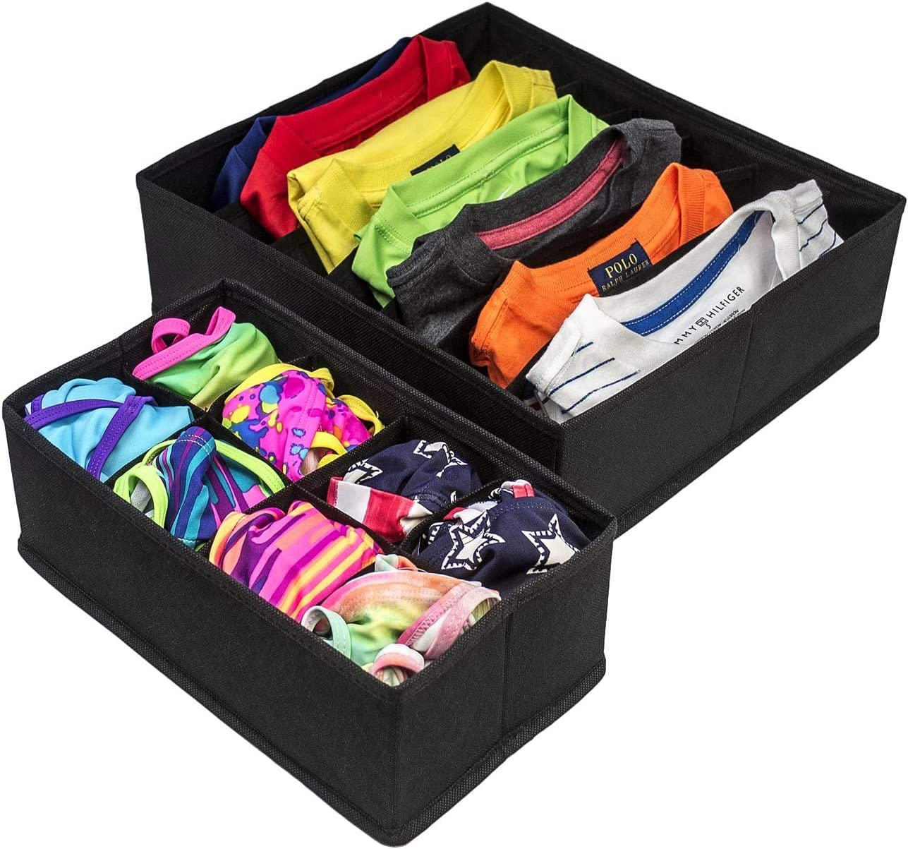 Storage Boxes: 4 Pack Foldable Drawer Dividers Storage Boxes (Black)