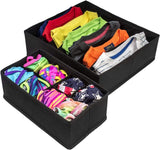 Storage Boxes: 4 Pack Foldable Drawer Dividers Storage Boxes (Black)