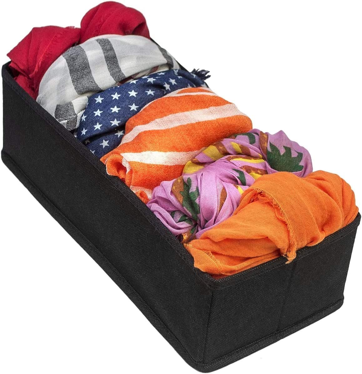 Storage Boxes: 4 Pack Foldable Drawer Dividers Storage Boxes (Black)