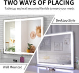 Makeup Mirrors: Hollywood LED Makeup Mirror with Smart Touch Control and 3 Colors Dimmable Light (72 x 56 cm)