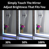 Makeup Mirrors: Hollywood LED Makeup Mirror with Smart Touch Control and 3 Colors Dimmable Light (72 x 56 cm)
