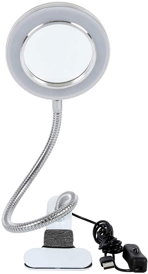 Pens & Pencils: Lighting LED 8X Magnifying Lamp with Metal Clamp 360&deg; Flexible Gooseneck and USB Plug Design for Tattoo, Manicure and Reading