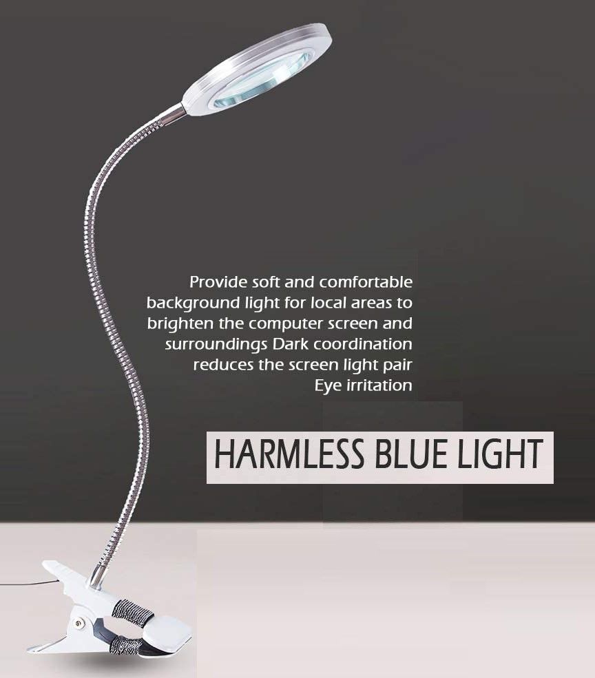Pens & Pencils: Lighting LED 8X Magnifying Lamp with Metal Clamp 360&deg; Flexible Gooseneck and USB Plug Design for Tattoo, Manicure and Reading