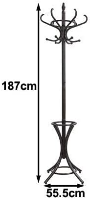 Coat Racks: Brown Coat Rack with Stand Wooden Hat and 12 Hooks Hanger Walnut tree