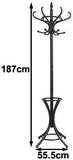 Coat Racks: Brown Coat Rack with Stand Wooden Hat and 12 Hooks Hanger Walnut tree