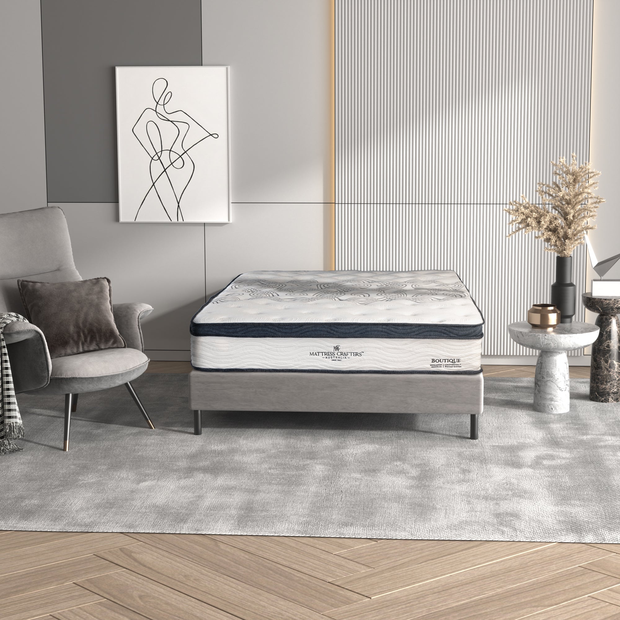 Mattress Toppers: Boutique King Mattress 7 zone Pocket Spring Memory Foam