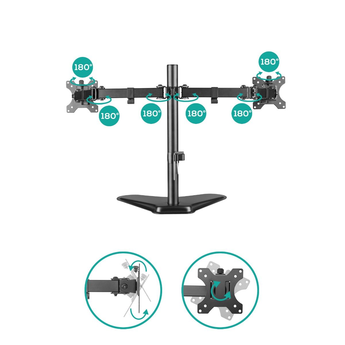 Computer Monitors & Accessories: activiva Dual-Screen Articulating Monitor Arm with Free-Standing Desktop Base