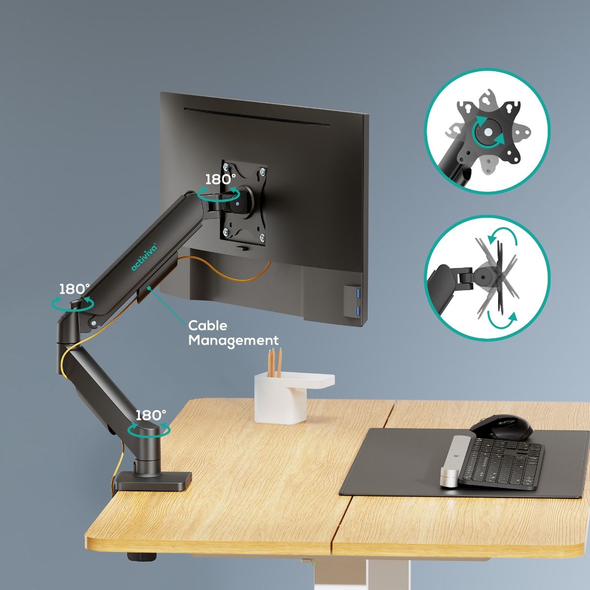 Computer Monitors & Accessories: activiva Ergolife Single-Screen Gas Spring Monitor Arm