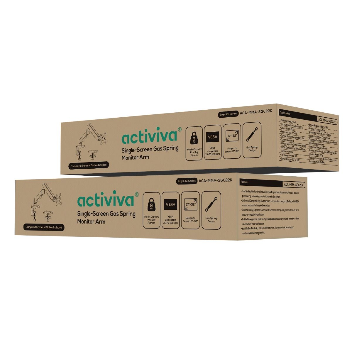 Computer Monitors & Accessories: activiva Ergolife Single-Screen Gas Spring Monitor Arm