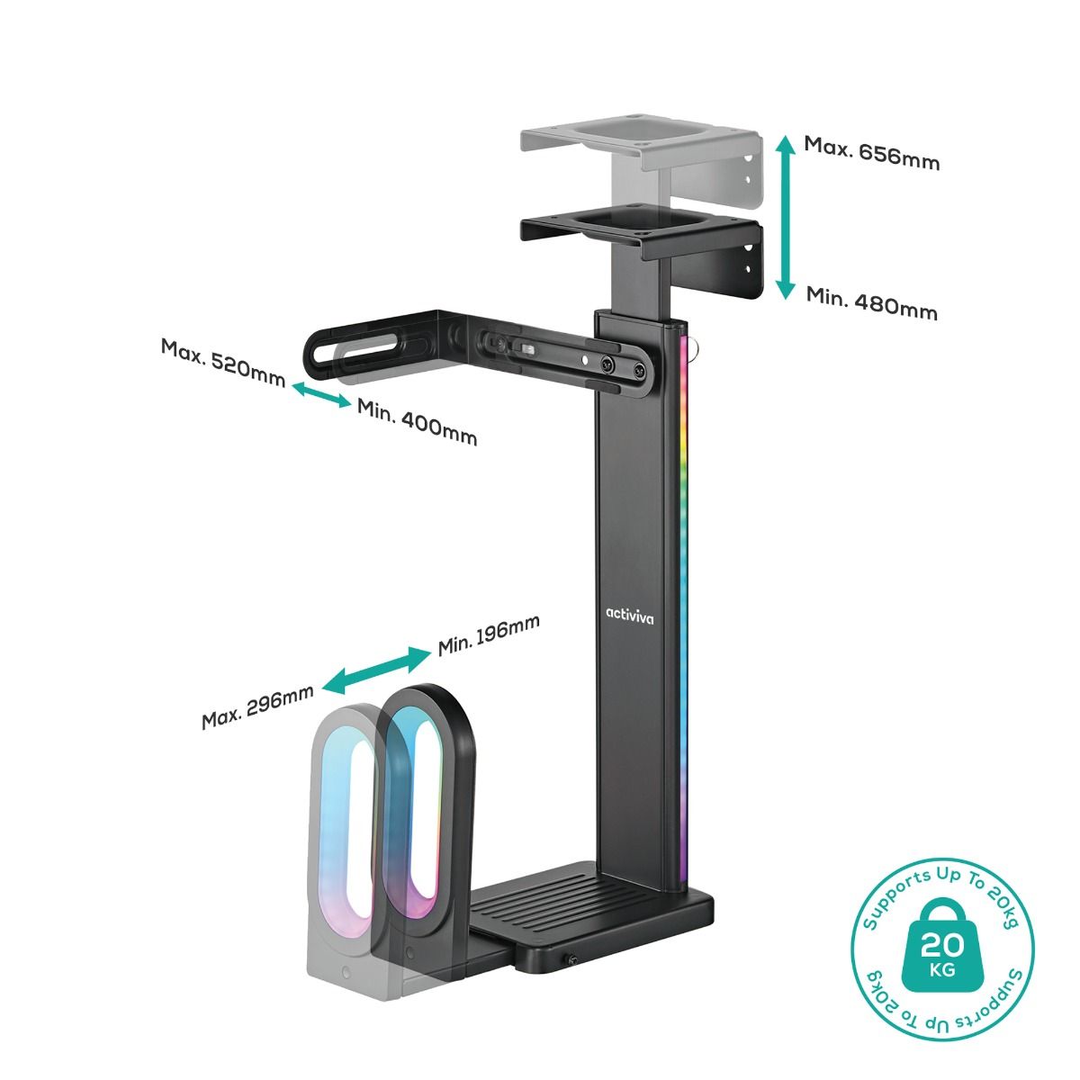 Computer Monitors & Accessories: activiva RGB Ultra-Wide Adjustable Wall & Under-Desk Gaming PC Mount