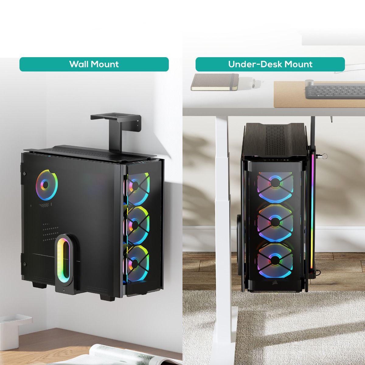 Computer Monitors & Accessories: activiva RGB Ultra-Wide Adjustable Wall & Under-Desk Gaming PC Mount