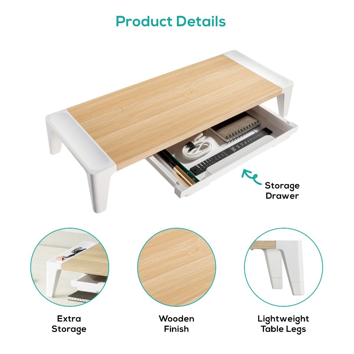 Computer Monitors & Accessories: activiva Ergolife Monitor Stand Riser with Storage Drawer