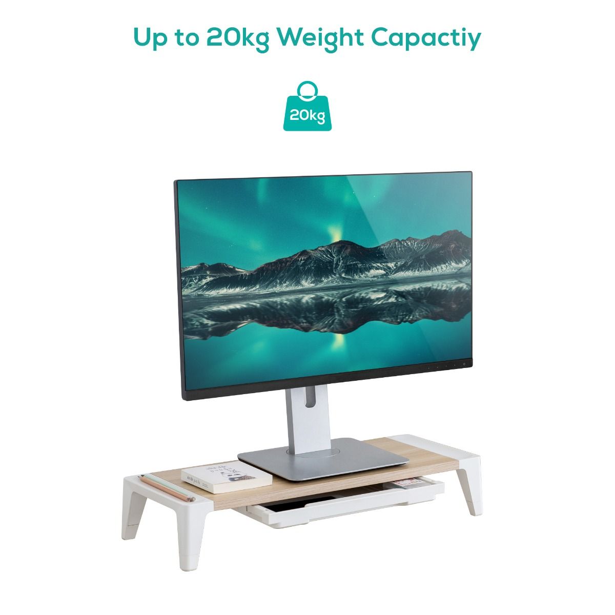 Computer Monitors & Accessories: activiva Ergolife Monitor Stand Riser with Storage Drawer