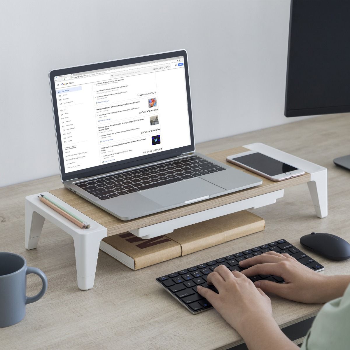Computer Monitors & Accessories: activiva Ergolife Monitor Stand Riser with Storage Drawer