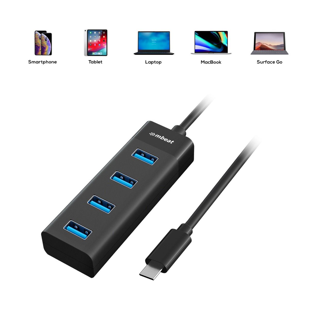 Keyboards & Accessories: mbeat 4-Port USB-C Hub with USB-C DC Port