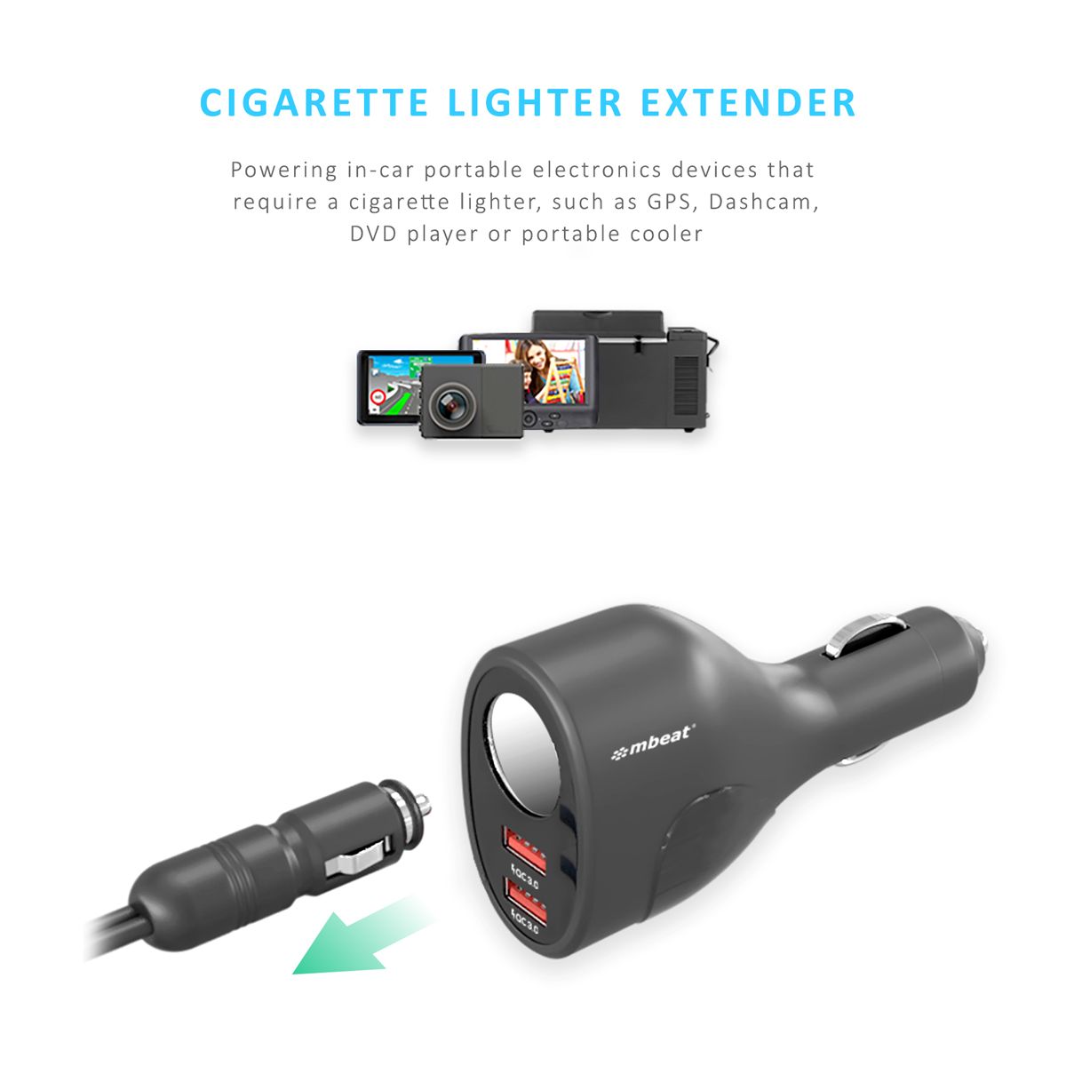 Power Banks & Chargers: mbeat Gorilla Power Dual Port QC 3.0 Car Charger With Cigar Lighter Socket