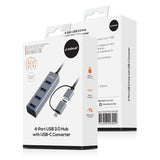 Hard Drives: mbeat 4-Port USB 3.0 Hub with 2-in-1 USB 3.0 & USB-C Converter - Space Grey