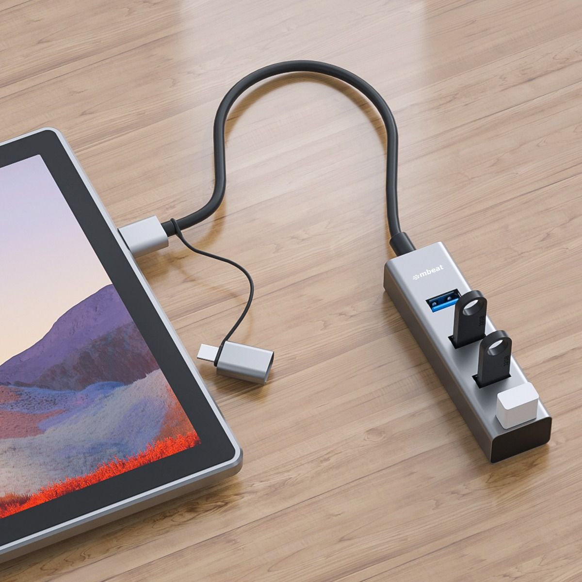 Hard Drives: mbeat 4-Port USB 3.0 Hub with 2-in-1 USB 3.0 & USB-C Converter - Space Grey