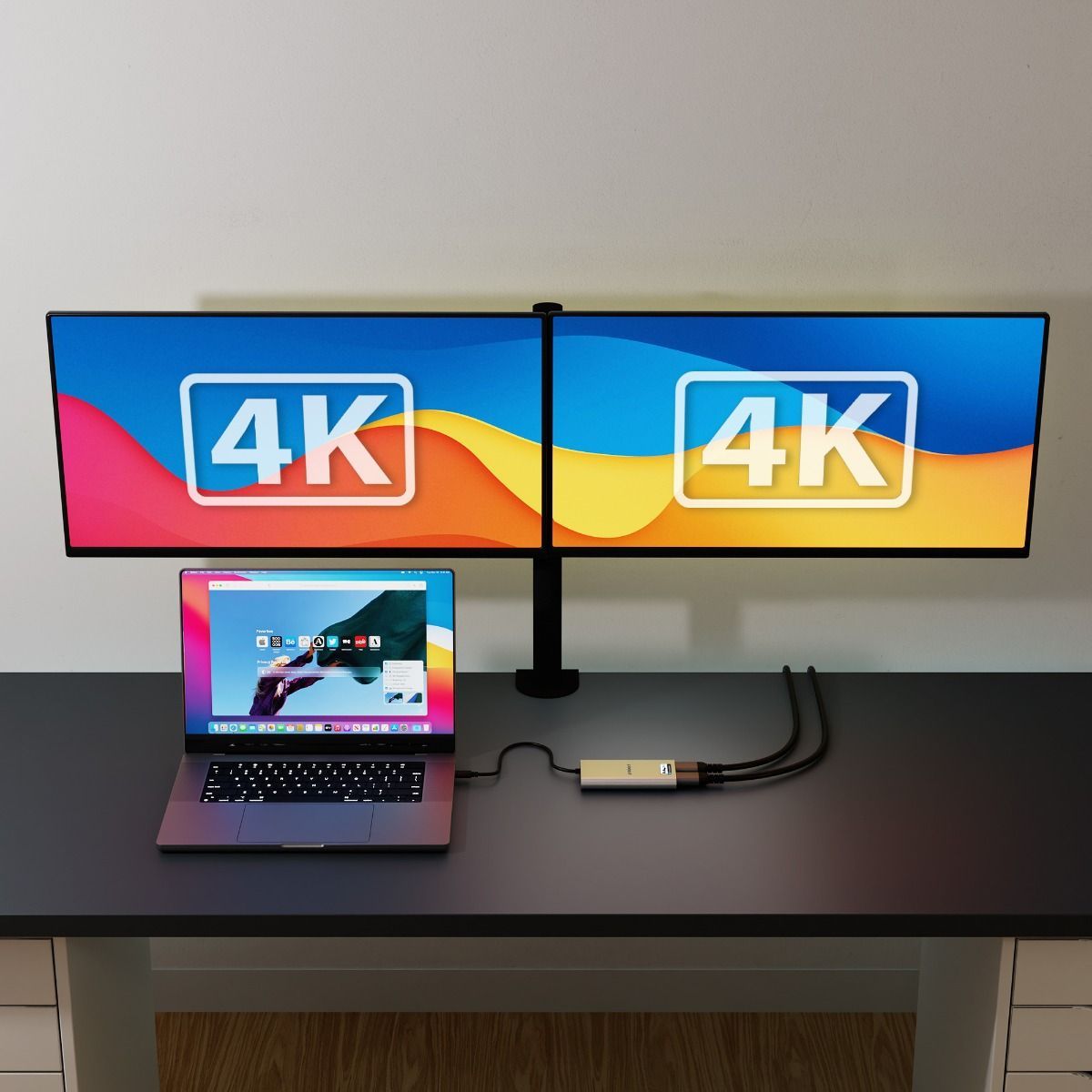 mbeat USB-C Dual 4K HDMI DisplayLink Adapter with PD Pass-through