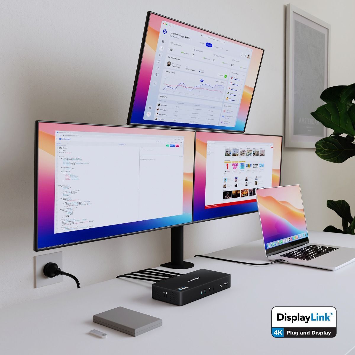 mbeat USB-C Triple 4K Display Docking Station  (DisplayLink + HDMI-ALT)