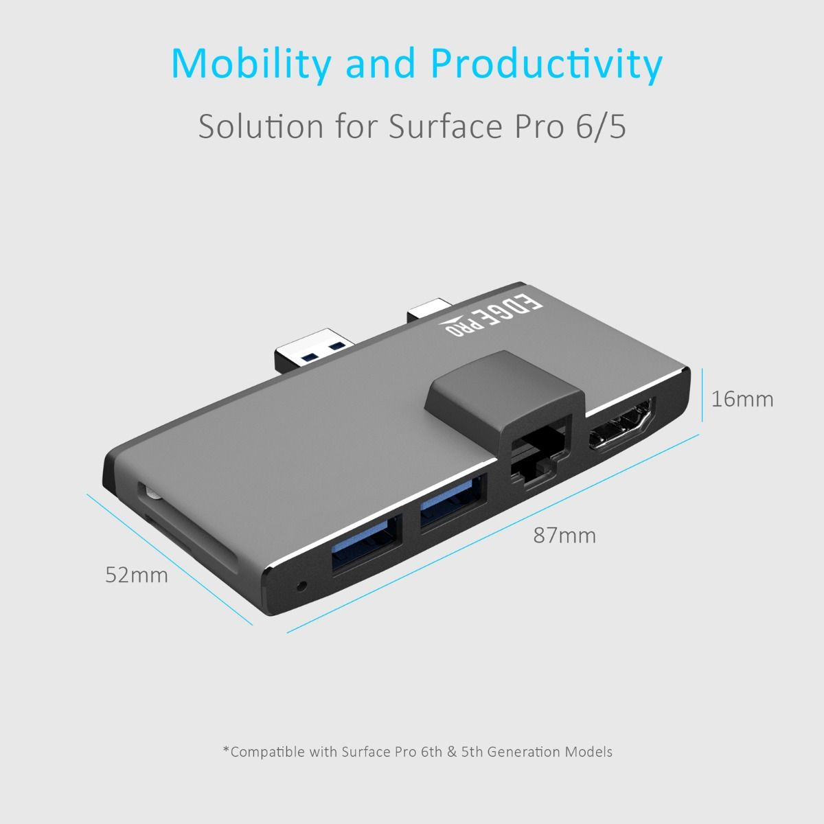 Laptop Stands: mbeat Edge Pro Multifunction USB- C Hub with LAN for Microsoft Surface Pro Gen 5/6