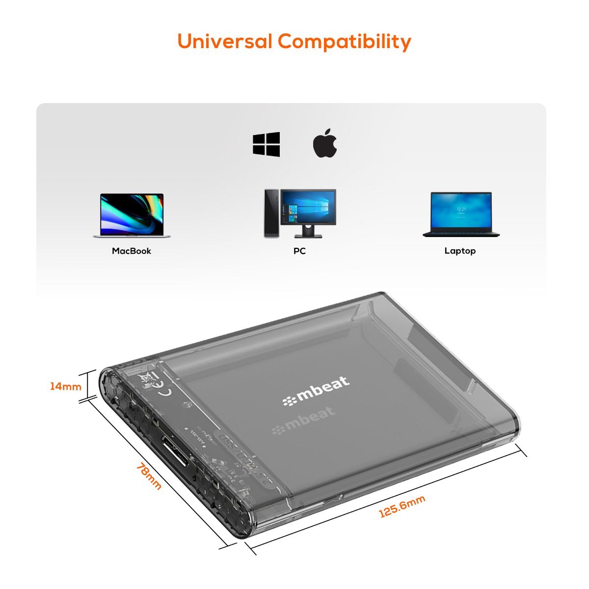 Hard Drives: mbeat A1 See-Through Tool Free USB 3.0 2.5" SATA HDD Enclosure - Black