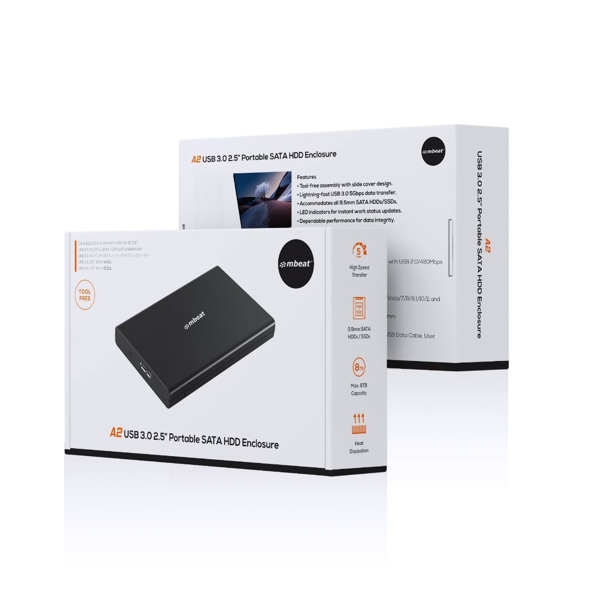 Hard Drives: mbeat A2 Slim Tool-Free USB 3.0 2.5" SATA HDD Enclosure - Black