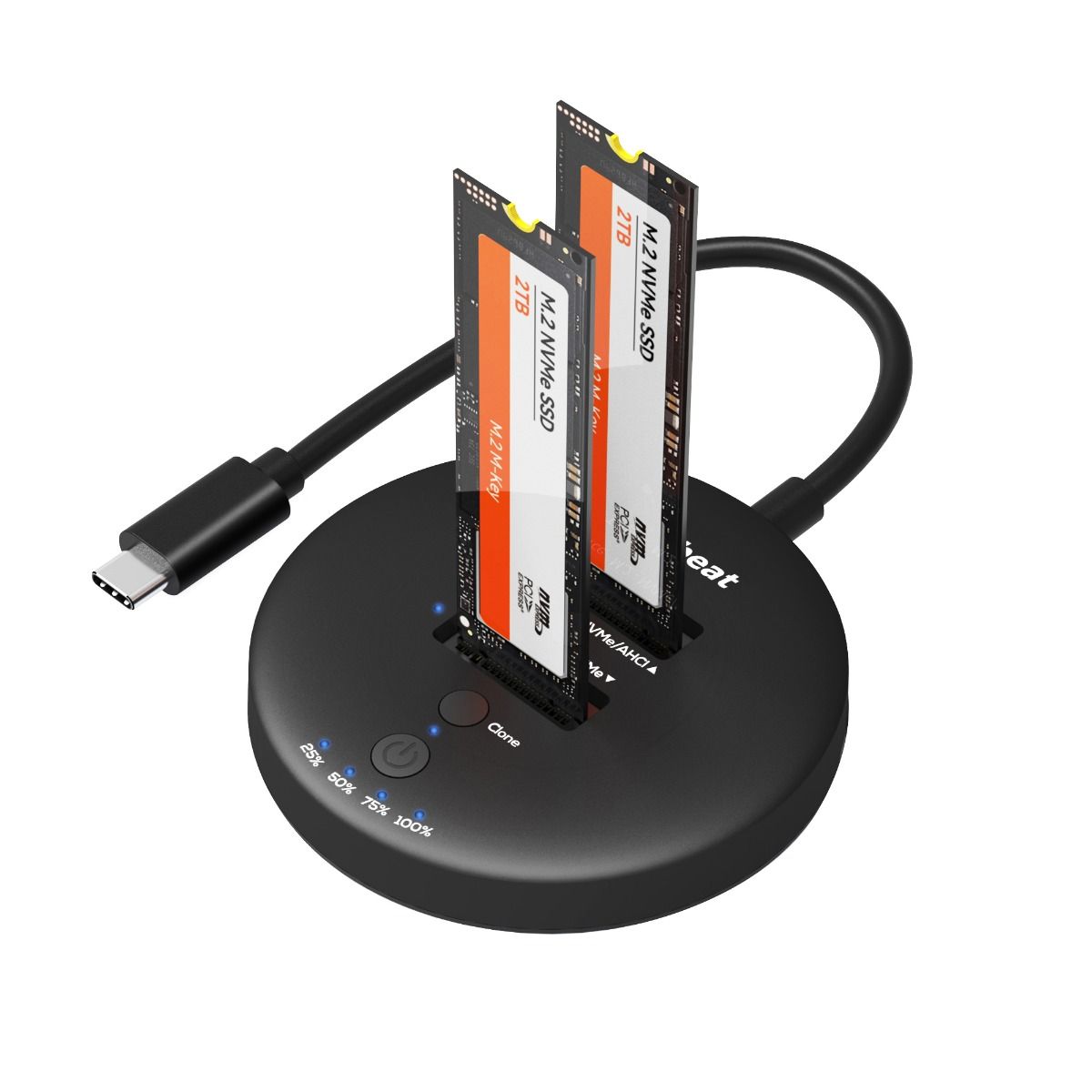 Hard Drives: mbeat H3 USB 3.2 Gen2x2 20Gbps Dual M.2 NVMe SSD Dock with Clone Duplicator (Black)
