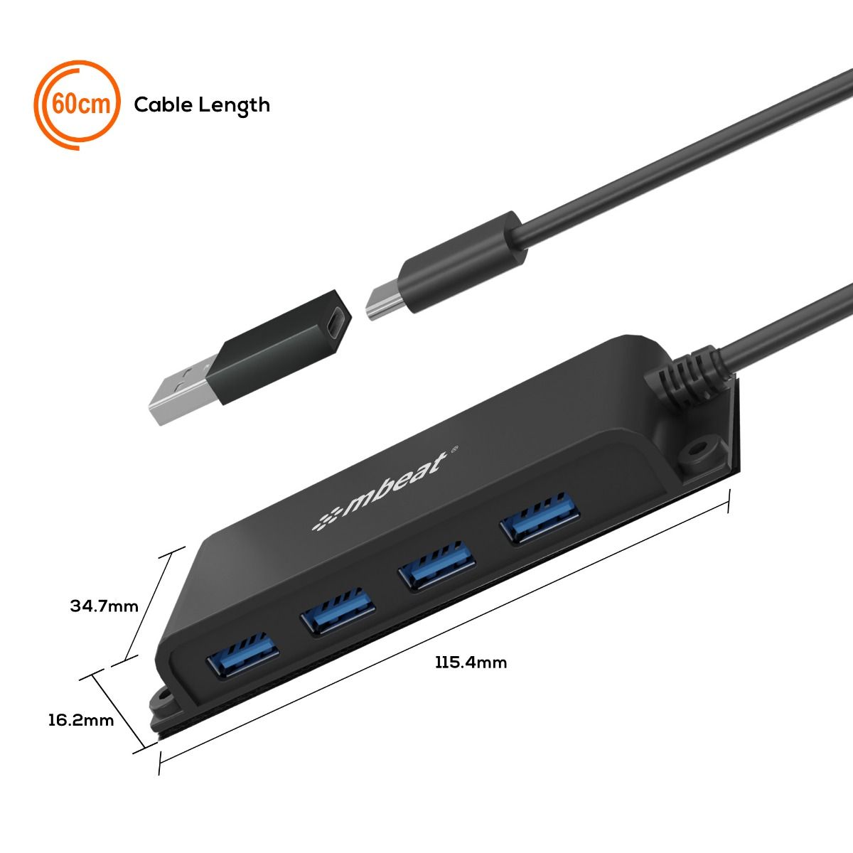 Keyboards & Accessories: mbeat Mountable 4-Port USB-C Hub
