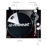 Audio Players & Recorders: mbeat Hi-Fi Bluetooth Turntable (MMC, USB, Anti-skating, Preamplifier) - Macassar Ebony