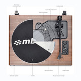 Audio Players & Recorders: mbeat Hi-Fi Turntable with Built-In Bluetooth Receiving Speaker