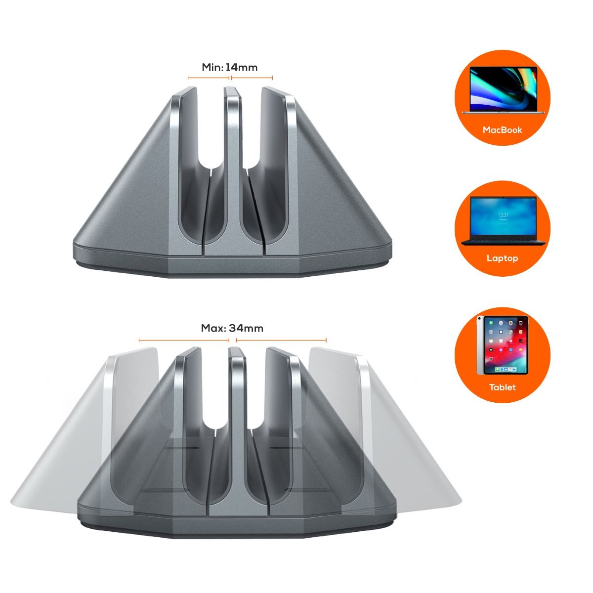 Laptop Stands: mbeat Stage S5 Adjustable Dual Bay Tablet, Laptop and MacBook Vertical Stand