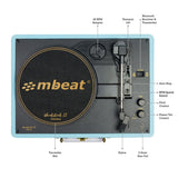 Audio Players & Recorders: mbeat Woodstock II Sky Blue Retro Bluetooth (TX/RX) Turntable