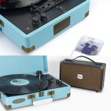 Audio Players & Recorders: mbeat Woodstock II Sky Blue Retro Bluetooth (TX/RX) Turntable